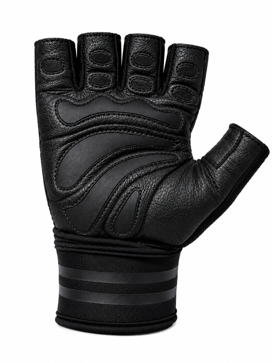 FitMenTeam® Fitness Gloves – 100% Genuine Leather, Foam Inner Lining & Rubberized Palm Grip for Enhanced Grip and Wrist Protection