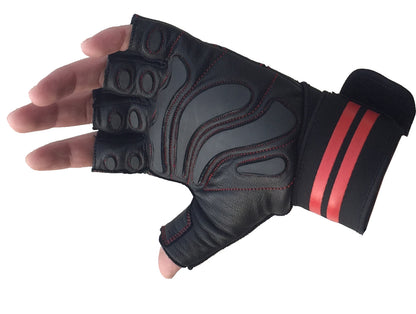 FitMenTeam® Fitness Gloves – 100% Genuine Leather, Foam Inner Lining & Rubberized Palm Grip for Enhanced Grip and Wrist Protection