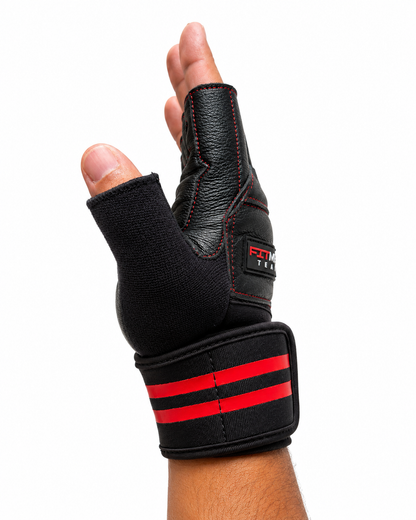 FitMenTeam® Fitness Gloves – 100% Genuine Leather, Foam Inner Lining & Rubberized Palm Grip for Enhanced Grip and Wrist Protection