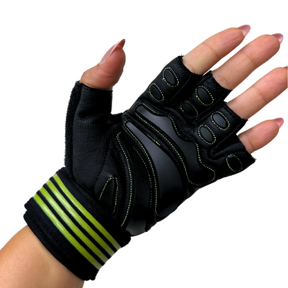 SQUATS TEAM - WOMEN'S ProGrip Fitness Gloves – Genuine Leather with Enhanced Grip & Wrist Support, Foam Padding, and Integrated Towels