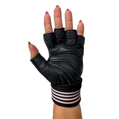 SQUATS TEAM - WOMEN'S ProGrip Fitness Gloves – Genuine Leather with Enhanced Grip & Wrist Support, Foam Padding, and Integrated Towels