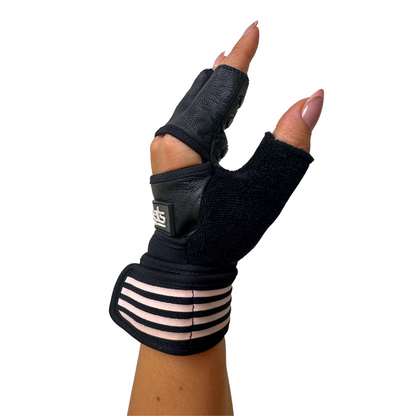 SQUATS TEAM - WOMEN'S ProGrip Fitness Gloves – Genuine Leather with Enhanced Grip & Wrist Support, Foam Padding, and Integrated Towels