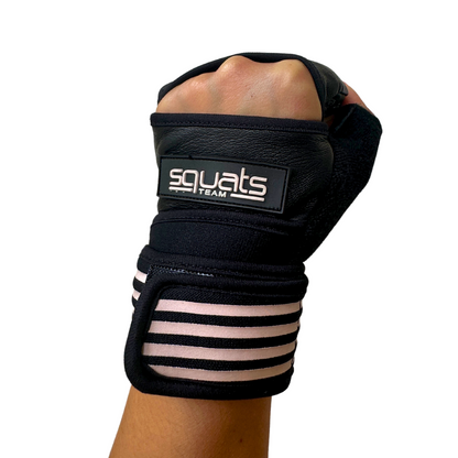 FITMENTEAM - Guantes de fitness ProGrip: cuero genuino con agarre mejorado y soporte para la muñeca, acolchado de espuma y toallas integradas
