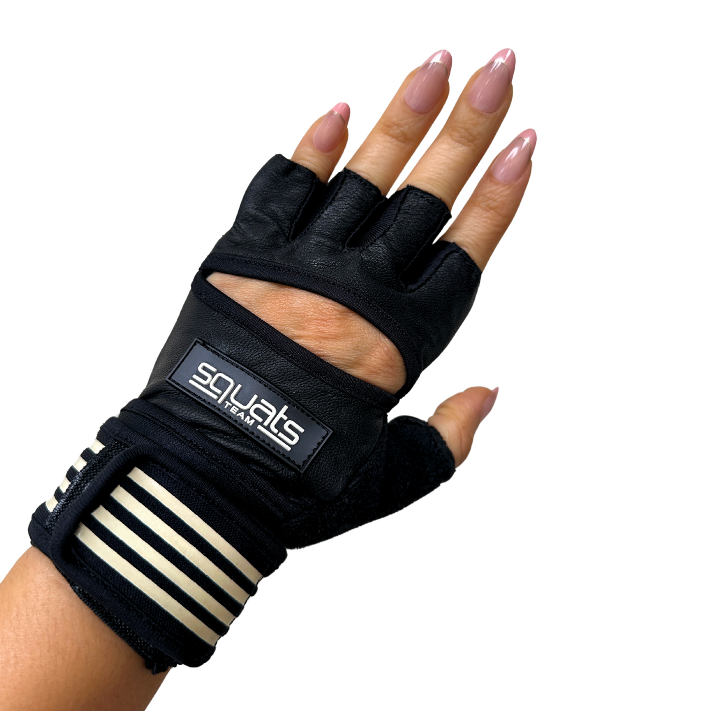 SQUATS TEAM - WOMEN'S ProGrip Fitness Gloves – Genuine Leather with Enhanced Grip & Wrist Support, Foam Padding, and Integrated Towels