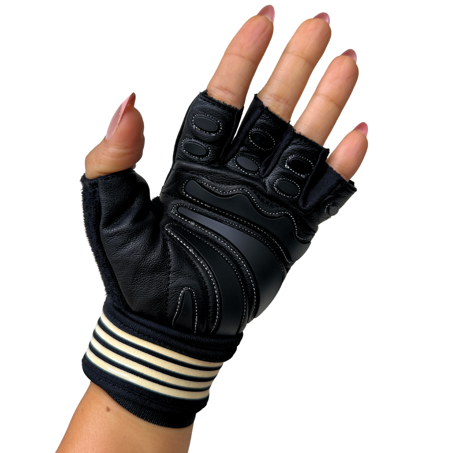 FITMENTEAM - Guantes de fitness ProGrip: cuero genuino con agarre mejorado y soporte para la muñeca, acolchado de espuma y toallas integradas