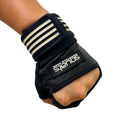 FITMENTEAM - Guantes de fitness ProGrip: cuero genuino con agarre mejorado y soporte para la muñeca, acolchado de espuma y toallas integradas