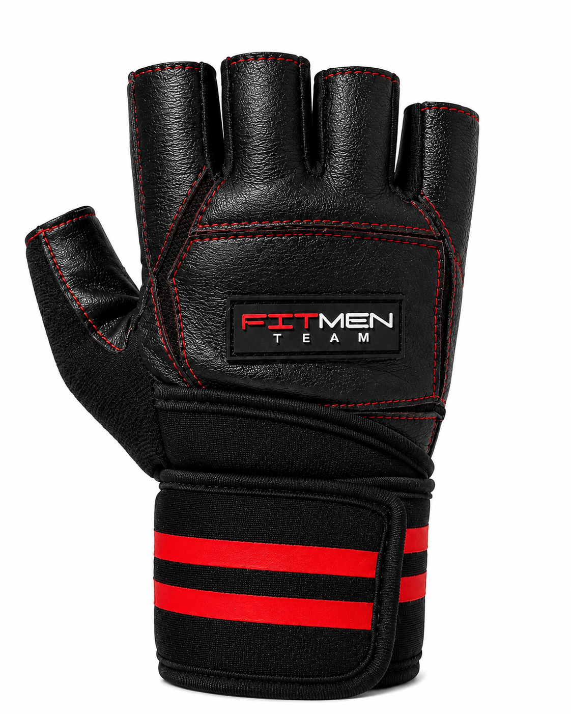 FitMenTeam® Fitness Gloves – 100% Genuine Leather, Foam Inner Lining & Rubberized Palm Grip for Enhanced Grip and Wrist Protection