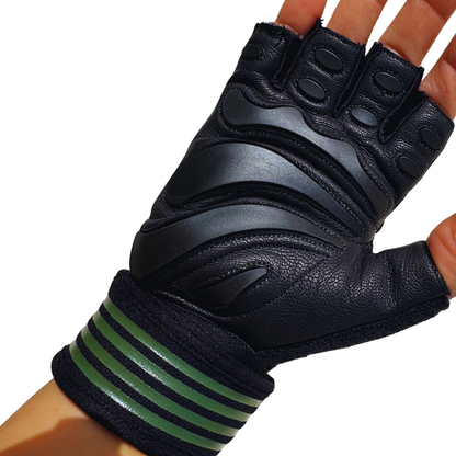 SQUATS TEAM - WOMEN'S ProGrip Fitness Gloves – Genuine Leather with Enhanced Grip & Wrist Support, Foam Padding, and Integrated Towels