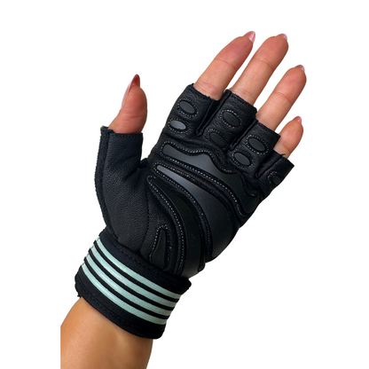 SQUATS TEAM - WOMEN'S ProGrip Fitness Gloves – Genuine Leather with Enhanced Grip & Wrist Support, Foam Padding, and Integrated Towels