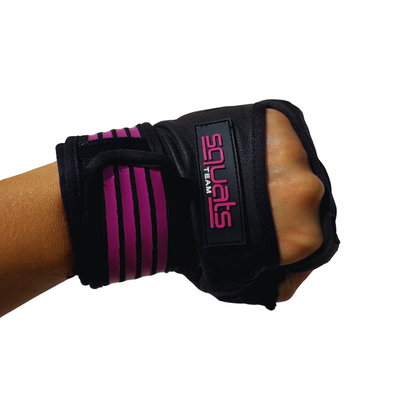 SQUATS TEAM - WOMEN'S ProGrip Fitness Gloves – Genuine Leather with Enhanced Grip & Wrist Support, Foam Padding, and Integrated Towels