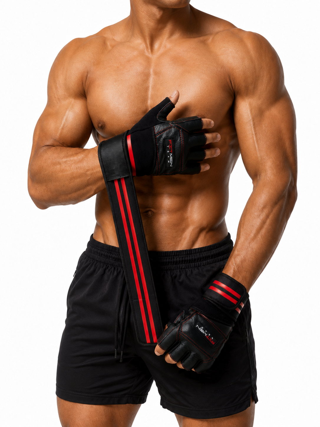 FitMenTeam® Fitness Gloves – 100% Genuine Leather, Foam Inner Lining & Rubberized Palm Grip for Enhanced Grip and Wrist Protection