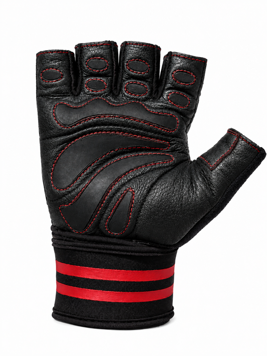 FitMenTeam® Fitness Gloves – 100% Genuine Leather, Foam Inner Lining & Rubberized Palm Grip for Enhanced Grip and Wrist Protection