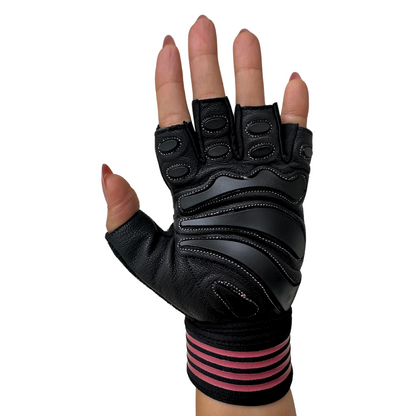 SQUATS TEAM - WOMEN'S ProGrip Fitness Gloves – Genuine Leather with Enhanced Grip & Wrist Support, Foam Padding, and Integrated Towels