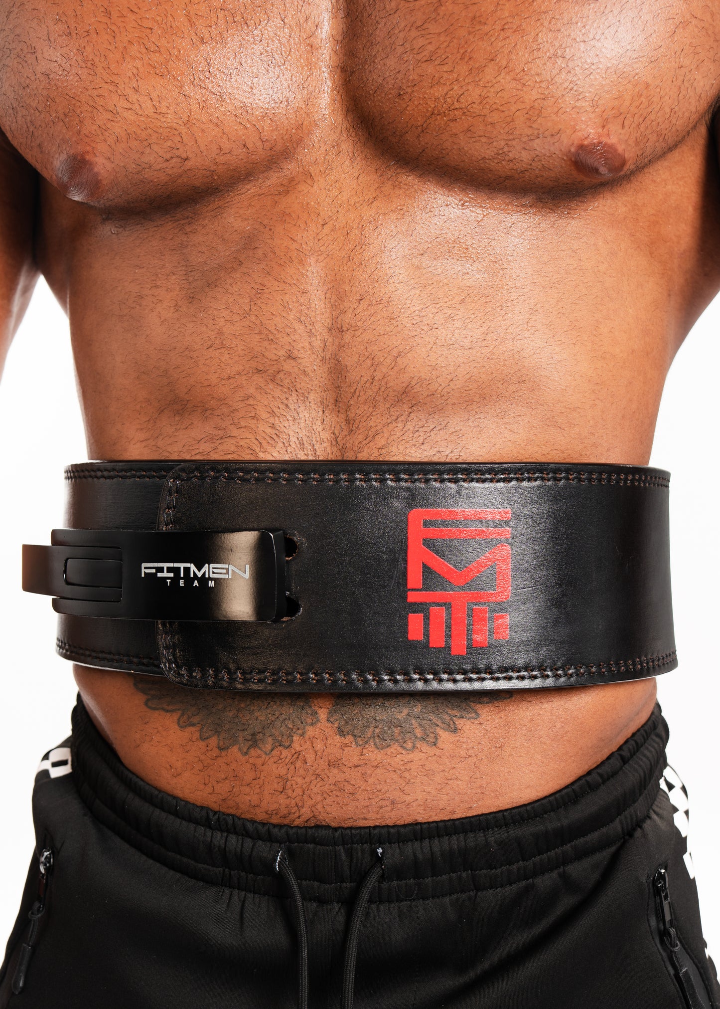 FitMenTeam® Men’s Powerlifting / Weightlifting Leather Belt – Premium Lumbar Support