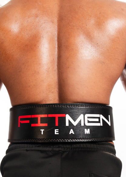 FitMenTeam® Men’s Powerlifting / Weightlifting Leather Belt – Premium Lumbar Support