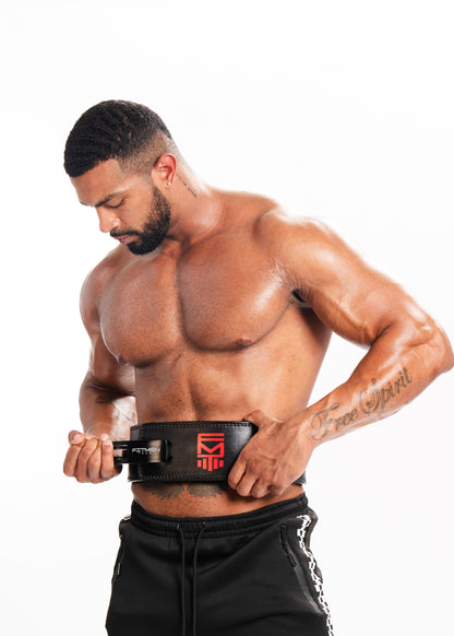 FitMenTeam® Men’s Powerlifting / Weightlifting Leather Belt – Premium Lumbar Support