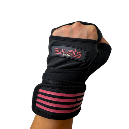 SQUATS TEAM - WOMEN'S ProGrip Fitness Gloves – Genuine Leather with Enhanced Grip & Wrist Support, Foam Padding, and Integrated Towels