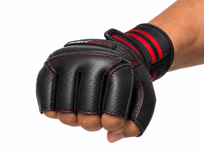 FitMenTeam® Fitness Gloves – 100% Genuine Leather, Foam Inner Lining & Rubberized Palm Grip for Enhanced Grip and Wrist Protection