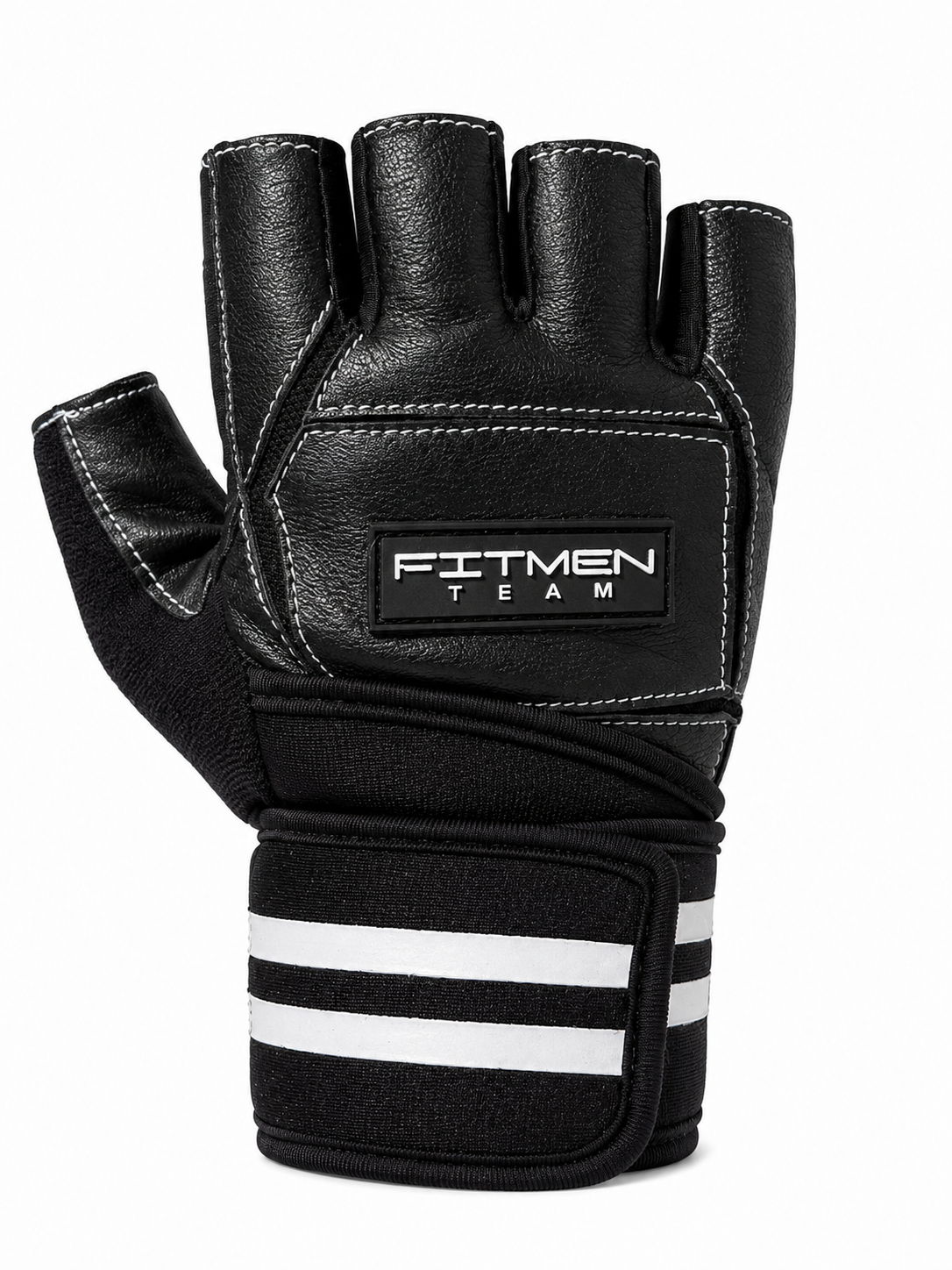 FitMenTeam® Fitness Gloves – 100% Genuine Leather, Foam Inner Lining & Rubberized Palm Grip for Enhanced Grip and Wrist Protection