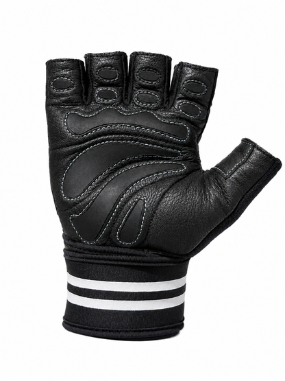 FitMenTeam® Fitness Gloves – 100% Genuine Leather, Foam Inner Lining & Rubberized Palm Grip for Enhanced Grip and Wrist Protection