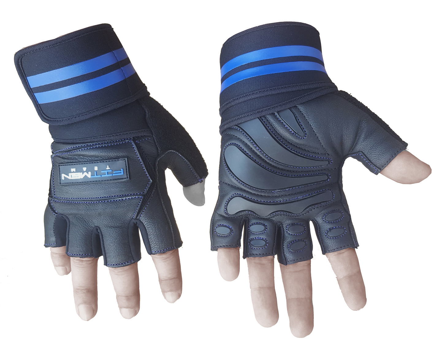 FitMenTeam® Fitness Gloves – 100% Genuine Leather, Foam Inner Lining & Rubberized Palm Grip for Enhanced Grip and Wrist Protection