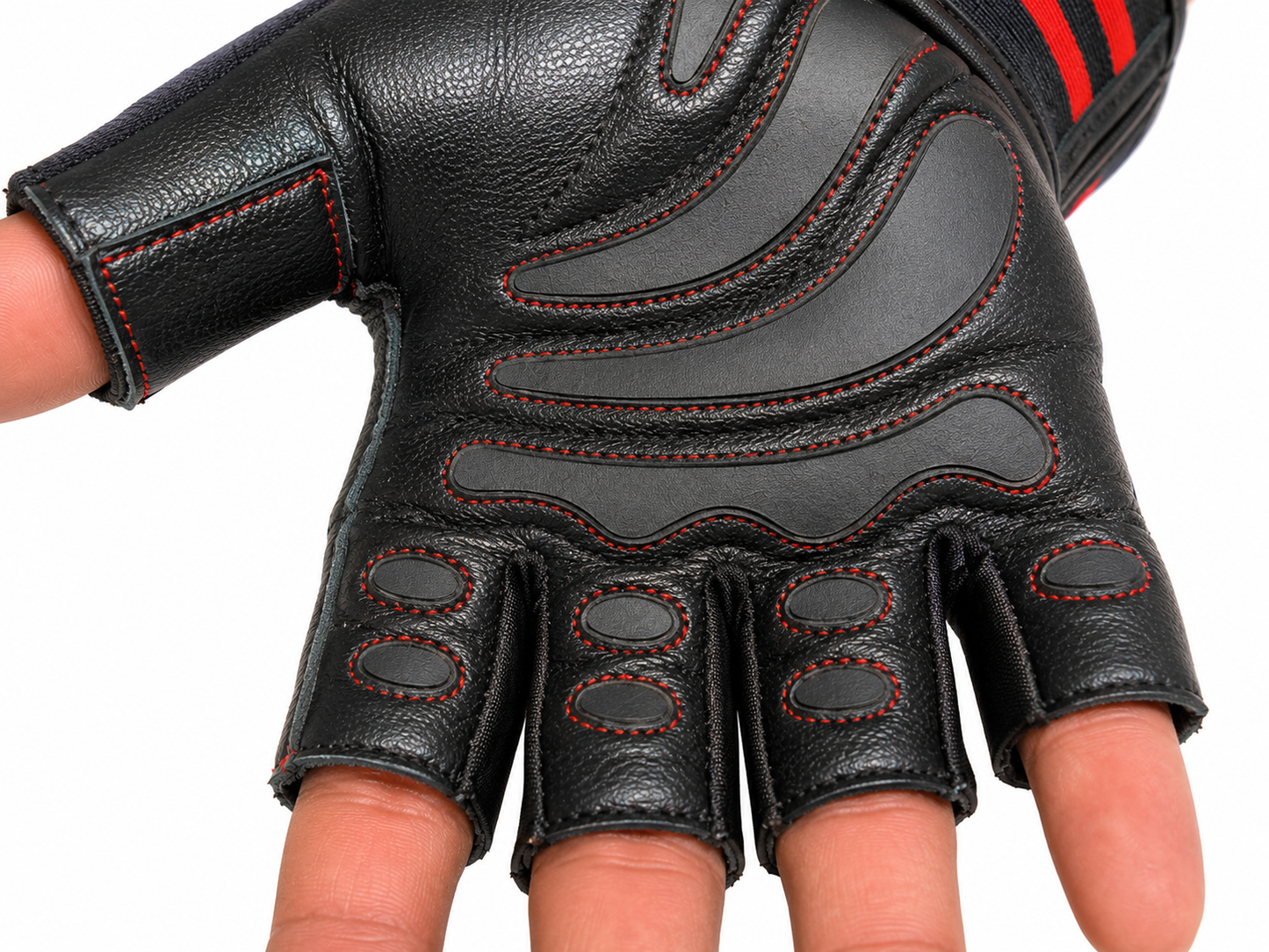 FitMenTeam® Fitness Gloves – 100% Genuine Leather, Foam Inner Lining & Rubberized Palm Grip for Enhanced Grip and Wrist Protection