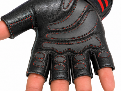 FitMenTeam® Fitness Gloves – 100% Genuine Leather, Foam Inner Lining & Rubberized Palm Grip for Enhanced Grip and Wrist Protection