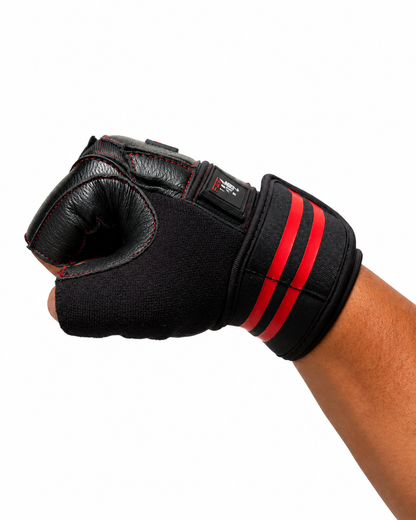 FitMenTeam® Fitness Gloves – 100% Genuine Leather, Foam Inner Lining & Rubberized Palm Grip for Enhanced Grip and Wrist Protection