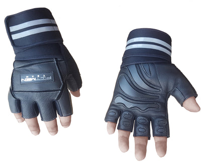 FitMenTeam® Fitness Gloves – 100% Genuine Leather, Foam Inner Lining & Rubberized Palm Grip for Enhanced Grip and Wrist Protection