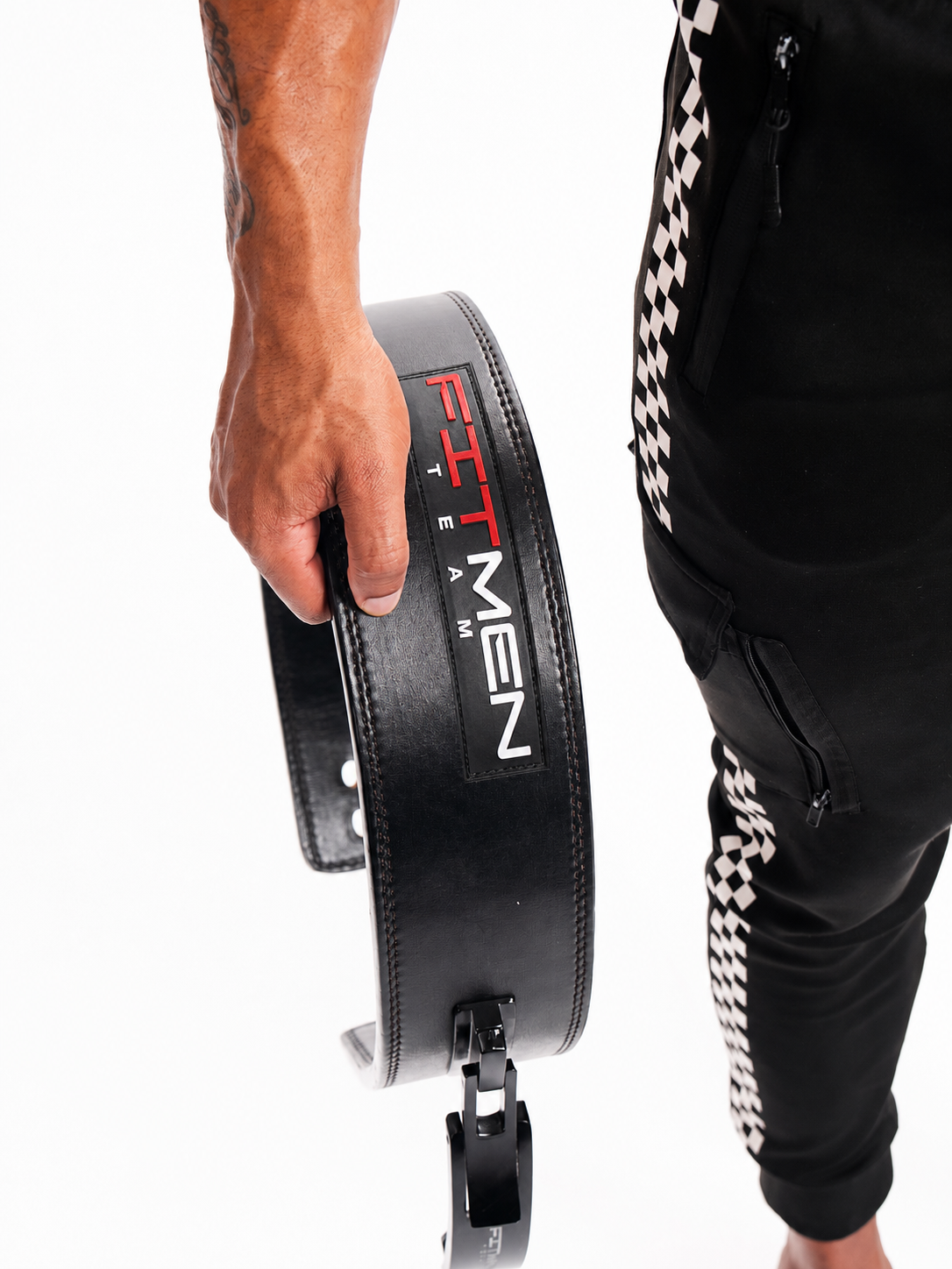 FitMenTeam® Men’s Powerlifting / Weightlifting Leather Belt – Premium Lumbar Support