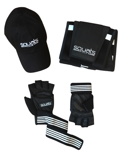 SquatsTeam - COMBO - Women's Waist Trainer Gym Belt + Lifting Gloves + Gym Hat Performance Combo for Lumbar Support & Core Stability - Save $37