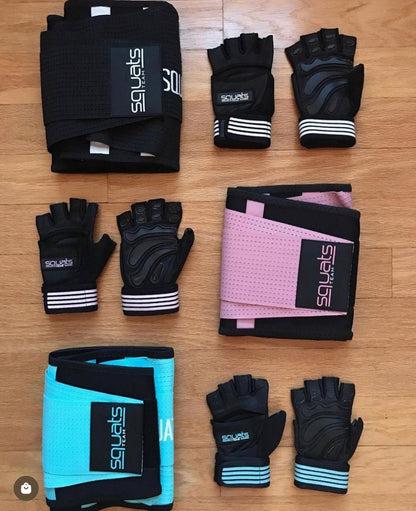 SQUATS TEAM - WOMEN'S ProGrip Fitness Gloves – Genuine Leather with Enhanced Grip & Wrist Support, Foam Padding, and Integrated Towels