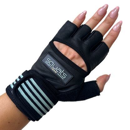 SQUATS TEAM - WOMEN'S ProGrip Fitness Gloves – Genuine Leather with Enhanced Grip & Wrist Support, Foam Padding, and Integrated Towels